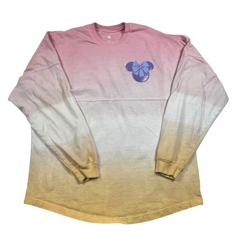 Disney Spirit Jersey‎ Shirt Womens Small Pink Ombre Minnie Mouse Bonjour Graphic